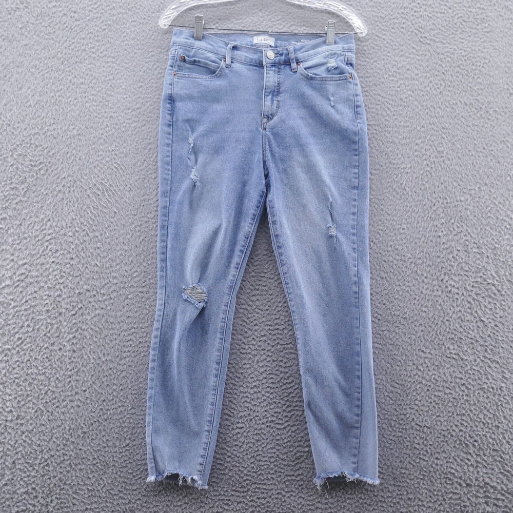 Nicole Miller Soho High Rise Skinny Jeans 8 Blue Womensโ Light Wash Raw Hem